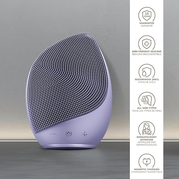 GESKE SmartAppGuided™ Sonic Facial Brush 5 in 1 | Vibrating Electric Facial Cleansing Brush | Soft Silicone Brush | Professional Facial Cleanser | Skin Cleanser & Exfoliator | Face Massager