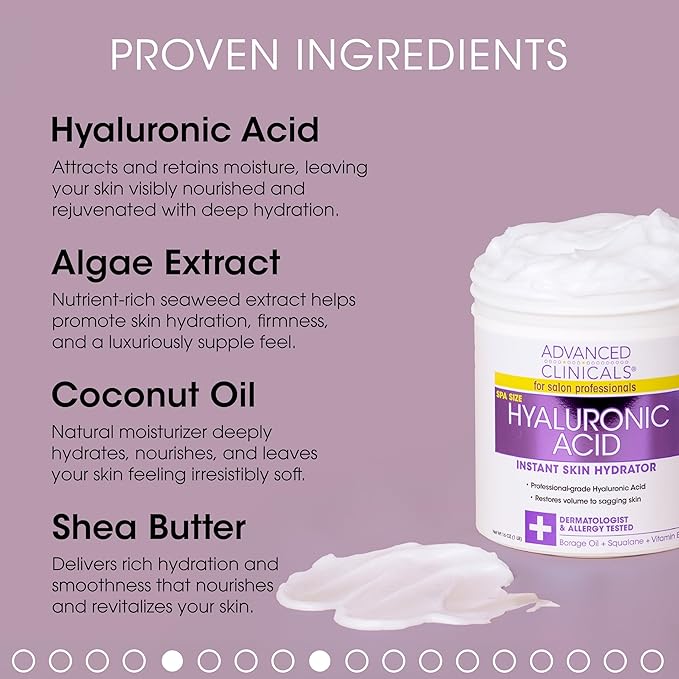 Advanced Clinicals Retinol Cream + Hyaluronic Acid Lotion Face & Body Skin Care. Anti Aging Dry Skin Rescue Creams Reduce Appearance Of Wrinkles, Fine Lines, & Sagging Skin, 16 Oz (Pack of 2)