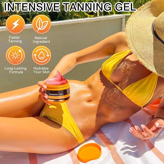Luxury Intensive Tanning Gel,Brown Intensive Tanning Luxe Gel,Natural Tanning Accelerator Cream, Beauty Brown Tanning Gel for Natural Tan Skin,Tanning Cream for Sunbeds & Outdoor Sun(2pcs)