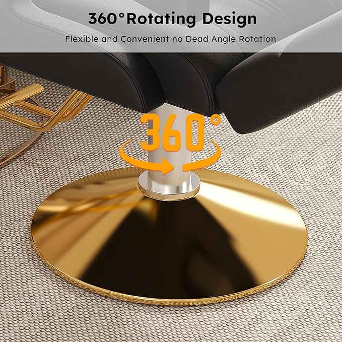 Barber Salon Chair, 360° Rolling Swivel Styling Hair Chair with Adjustable Height, Heavy Duty Hydraulic Pump & Reclining Backrest for Salon & Barber Shop(Black + Gold)