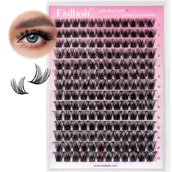 FADLASH Lash Clusters Natural Eyelash Clusters 10-16mm DIY D Curl Cluster Eyelash Extensions Waterproof Individual Lashes with Soft Thin Band for Self Use (YS01, 10-16mm)