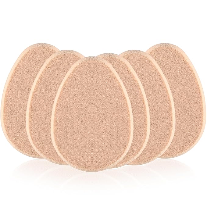 6 Pcs Flat Makeup Sponge, Beige Smooth Makeup Sponges Cushion Foundation Puff Make up Cushion Make up Applicator Sponge for Natural and Easy Soft Long-lasting and Beginner-friendly