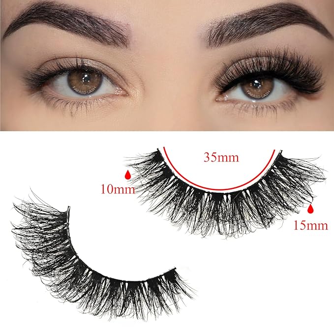 FARRED Mink Lashes False Eyelashes Cat Eye Lashes Wispy Mink Eye Lash Fluffy Eyelash Natural Look 10 Pairs Fake Lashes Pack Volume Lash Strips Pestañas (Z09|10-15MM)