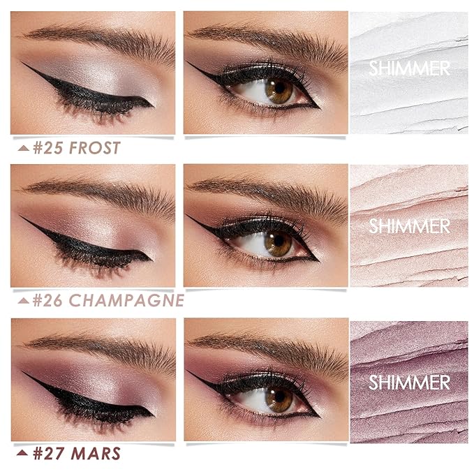 FOCALLURE 3 Pcs 2 in 1 Eyeshadow and Eyeliner Pen, Shimmer Eye Shadow Pencil, High Pigmented Eyeshadow, Highlighter Eye Liner, Multi-Dimensional eyes Look, FA38-11116-123