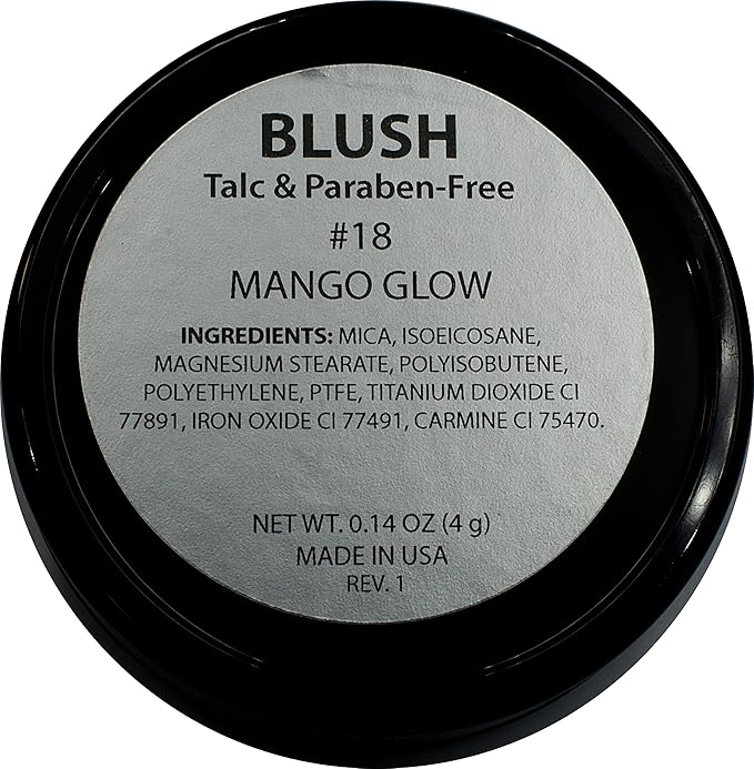 Mango Glow Shimmering Dusty Muted Pink Blush Bronzer Pressed Cheek Color Powder, Talc & Paraben Free, 4 Grams, No Animal Testing & Cruelty Free