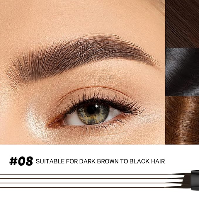 2 Pack 4-Tip Microblading Eyebrow Pen with 2 Brow Brushes, Waterproof Vegan Formula Eyebrow Pencils for Women to Effortlessly Create Natural Hair-Like Strokes, All-Day Wear (Espresso)