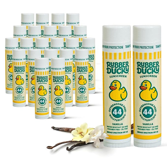 Rubber Ducky | Lip Balm with SPF 44, Water Resistant Sunscreen Lip Balm | Vegan, Untinted, Vanilla Flavor, with Vitamin E | All Season - Broad Spectrum Sunscreen for Lips
