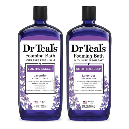 Dr Teal's Foaming Bath with Pure Epsom Salt, Soothe & Sleep with Lavender, 34 fl oz (Pack of 2)