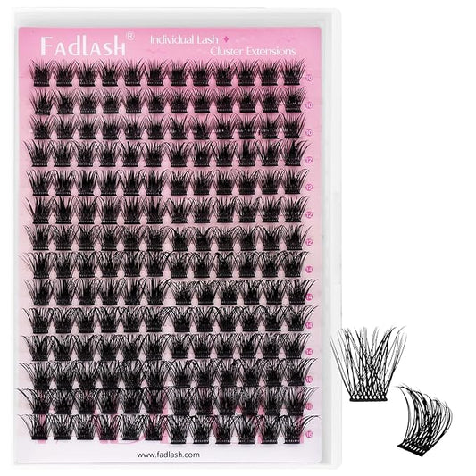 FADLASH Lash Clusters Natural Eyelash Clusters DIY D Curl Cluster Eyelash Extensions 10-16mm with Soft Thin Band Reusable Individual Lashes for Self Use (WL02, 10-16mm)