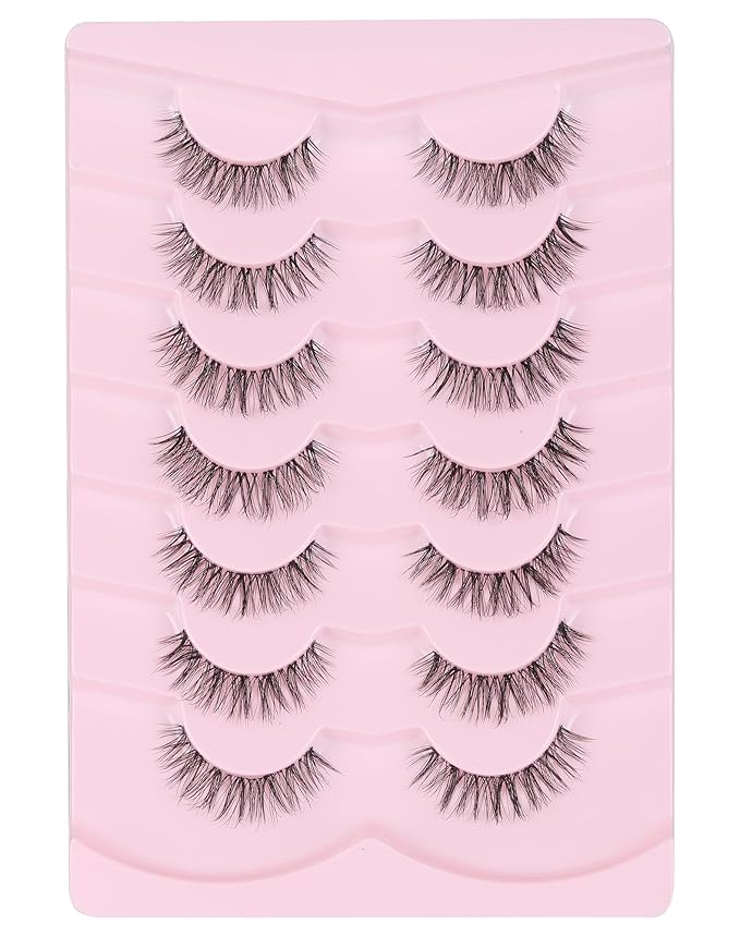 Lashes Wispy False Eyelashes Natural Mink Lashes Small Strip Lashes Wispies Eyelashes Short Eyelashes Natural Look Eye Lashes Pack 7 Pairs