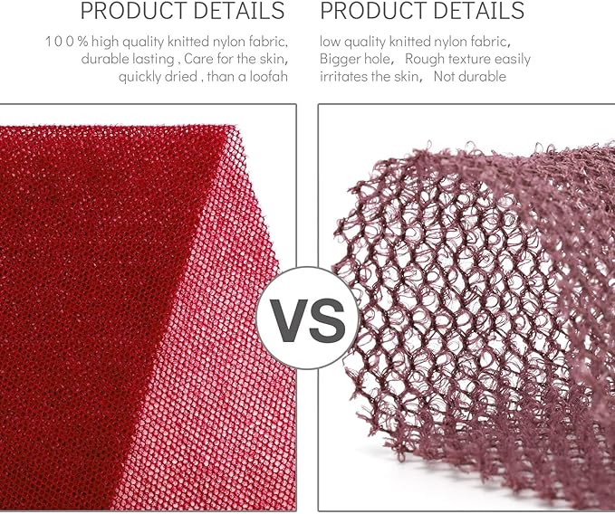 UJFQBH 2 Pieces African Bath Sponge African Net Long Net Bath Sponge Exfoliating Shower Body Scrubber Back Scrubber Skin Smoother,Great for Daily Use (Red)