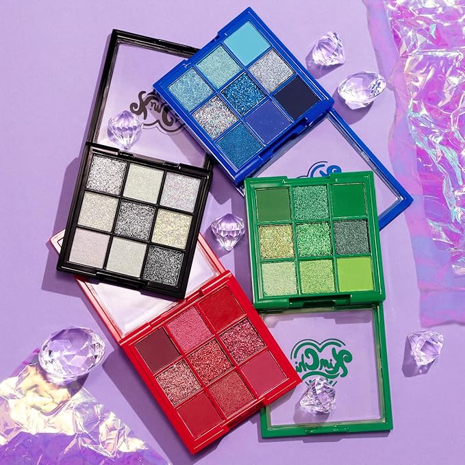 Kimchi Chic Jewel Collection Eyeshadow Palette - Highly Pigmented Matte & Glitter Shades, Blendable & Long Lasting, Cruelty Free, Ruby