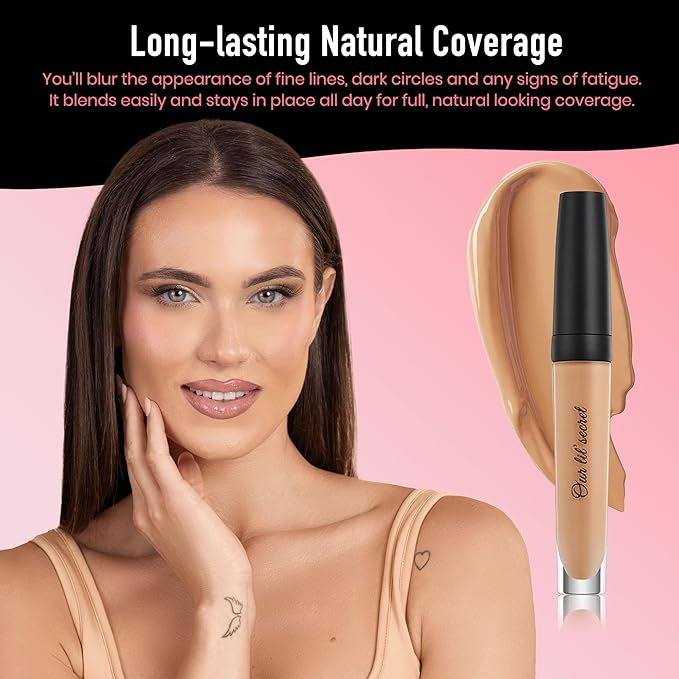 Frankie Rose Cosmetics Our Lil’ Secret Concealer - Full, Long Lasting Coverage for Dark Circles and Fine Lines - Easy to Blend - Soft, Smooth Complexion - Chai