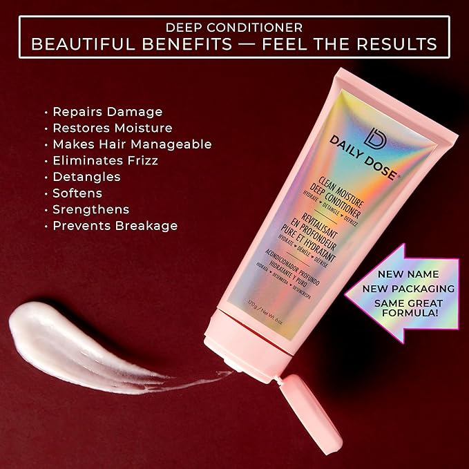 DAILY DOSE Moisturizing Duo: Leave-In Conditioner Detangler Spray + Deep Conditioner, Hair Mask/Masque - Detangles, Repairs, Restores Dry, Damaged, Color Treated Hair for All Hair Types