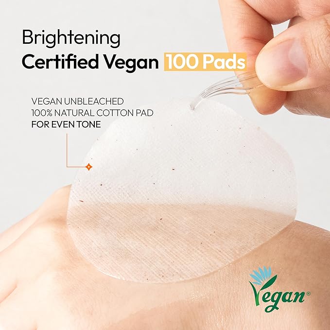 FreeGo Pure Vitamin C Daily Brightening Pad (100 Pads), K-Beauty Facial Toner Pads for Uneven Hyperpigmented Skin, Instant Brightening & Transparency