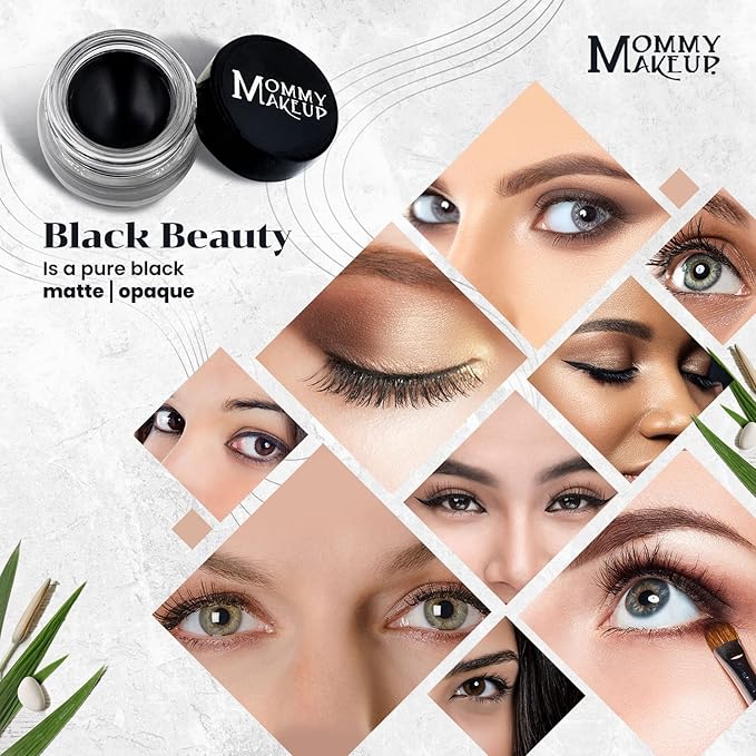 Mommy Makeup Waterproof Stay Put Gel Eyeliner Pot with Micropigments - Smudge-Proof, Long Lasting, Highly Pigmented Cream Eye Liner, 0.14 oz (Black Beauty)