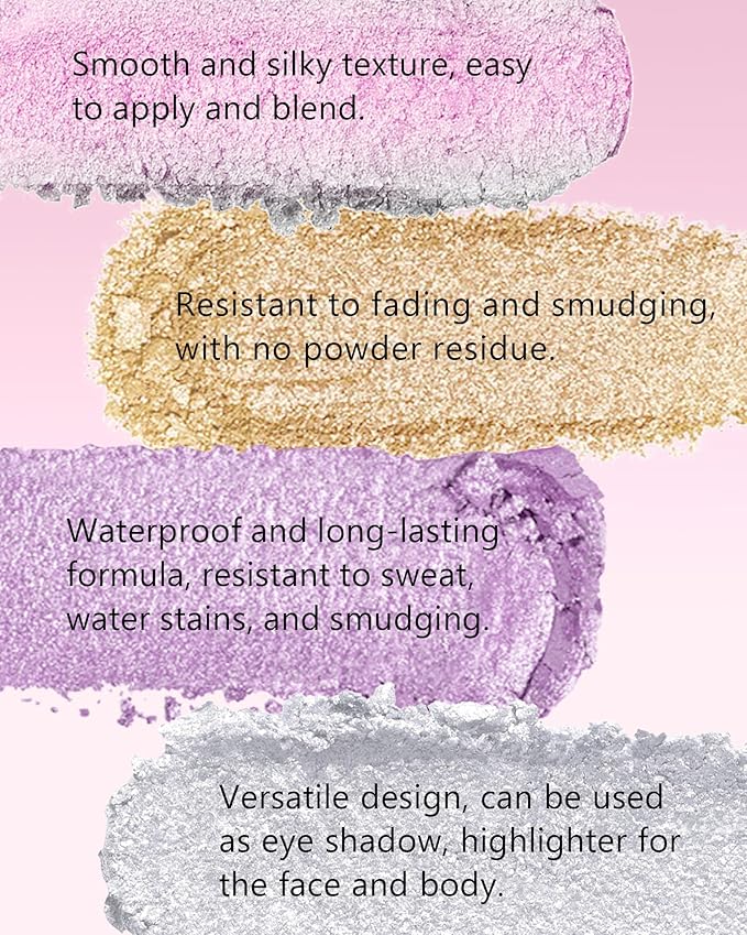 Holographic Multichrome Gold Glitter Eyeshadow&Highlighter Palette, Sparkling Color Shift Metallic Shimmer Face Eye Shadow Palette,Highly Pigmented Creamy Mini Facial Illuminator Fairy Makeup-01