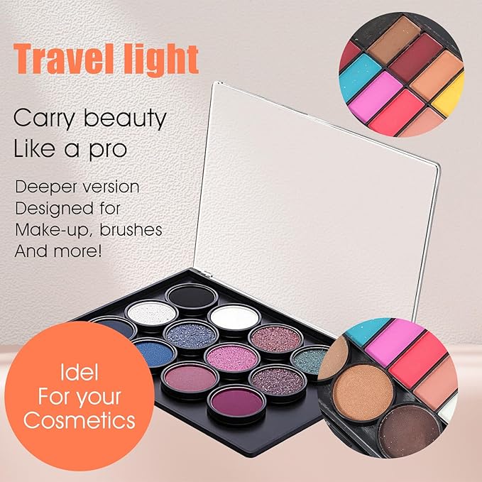 4 Pack Small Magnetic Makeup Palette with Clear Top, Empty Eyeshadow Pan Dispensing Storage Box for DIY Cosmetics Lipstick Blush Powder - 7.7"X4.3"