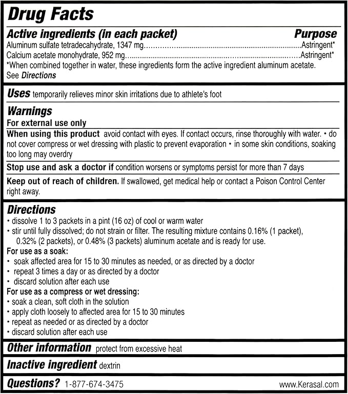 Kerasal Athlete's Medicated Foot Soak, Bath for 5-in-1 Rapid Symptom Relief, 12 Count, (Pack of 1)