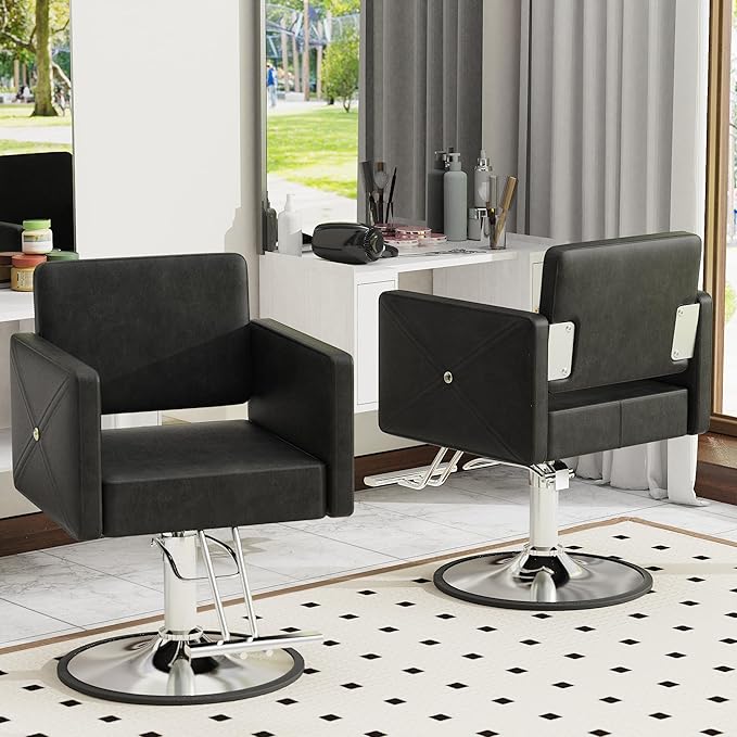 Barber Chair for Hair Stylist, Height Adjustable Hydraulic Hair Salon Chair, 360 Degrees Rotation, Multi-Function Shampoo Chair for Salon Home Barbershop, Black