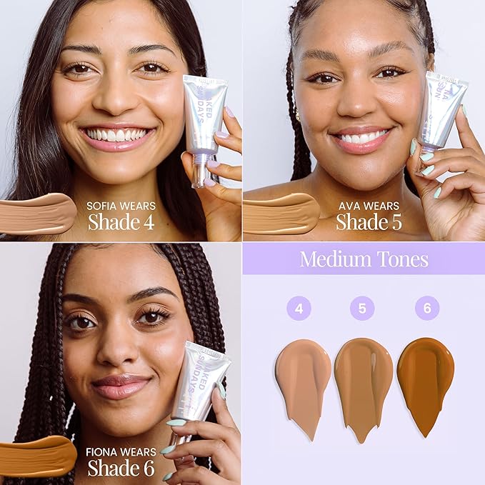 Naked Sundays BeautyScreen™ SPF 50 Mineral Peptide Foundation Tint – 2-in-1 Skin Tint & Mineral Sunscreen | Radiant, Buildable Coverage, Acne-Safe, Infused with Peptides (4 Medium honey, 1.01 fl oz)