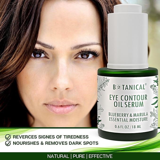 Botanical Eye Contour Oil Serum | Blueberry & Marula Oil | Organic, Pure, Natural Skincare (0.6 fl oz | 18 ml)