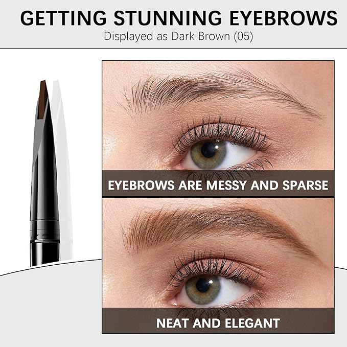 Browcharm Microblading Eyebrow Pencil for Women,0.1mm Ultra-Fine Mechanical Pencil,Makeup Brow Definer Waterproof,Draws Tiny Brow Hairs and Fills in Sparse Areas and Gaps (05 Deep Brown)