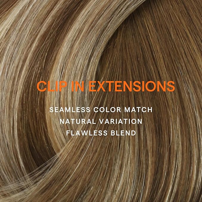 Full Shine Human Hair Clip in Extensions Straight Seamless Hair Extensions Clip ins 14 Inch 7 Pcs Real Hair Extensions Clip in Human Hair Balayage Brown Ombre Blonde Mix Brown 120 G