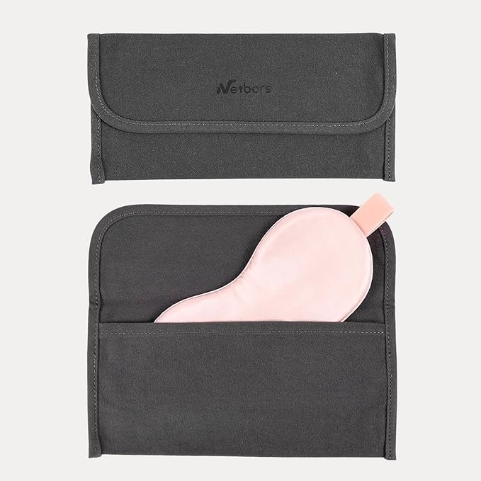 22mm Mulberry Silk Beauty Sleep Mask with Velvet Band & Travel Pouch, Light Blocking, Hair & Skin Friendly,Pink Gift Packaging