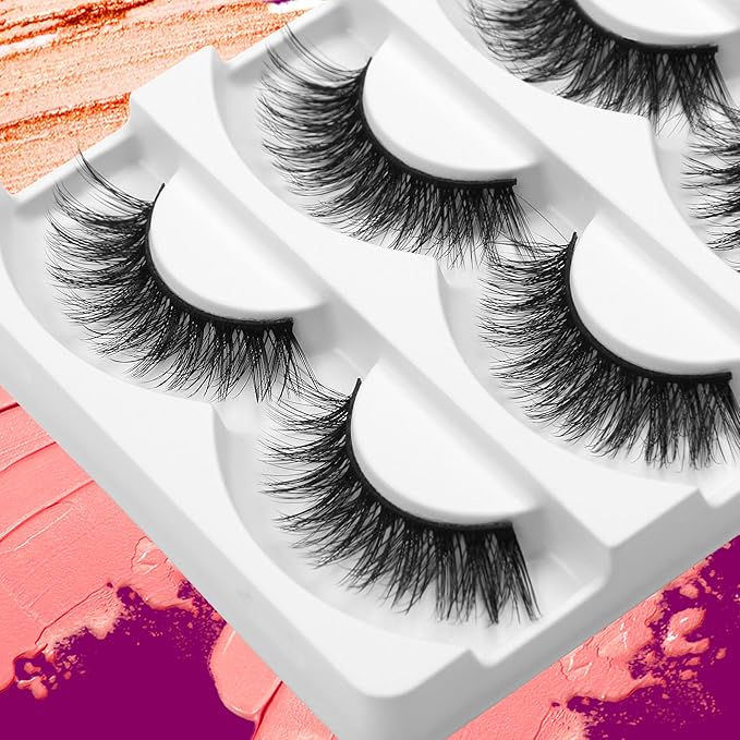 Eliace False Eyelashes Natural look Cat Eye Lashes Wispy Strips,15 Pairs, 3D Mink Lashes Fake Eyelashes Volume Fluffy Thin Soft Band Comfortable Long Thick Dramatic Cross Eyelash Reusable, Lexie Style