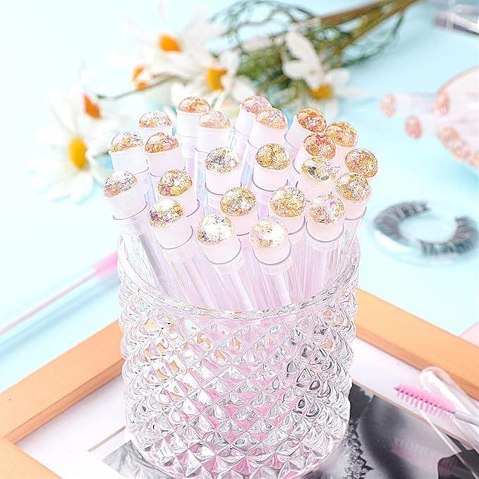 20pcs Eyelash brush Lash Wand Makeup tool Eyelash Extension supplies Cleaning brush Diamond Mascara foil pink