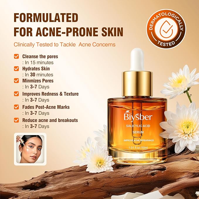 Salicylic Acid 2% Serum Solution for Face: Gently Exfoliating Facial Serum for Acne,Blackhead & Open Pores & Reduces Excess Oil - Hydrating& Soothing Skin Care Serum for Acne Prone&Oily Skin