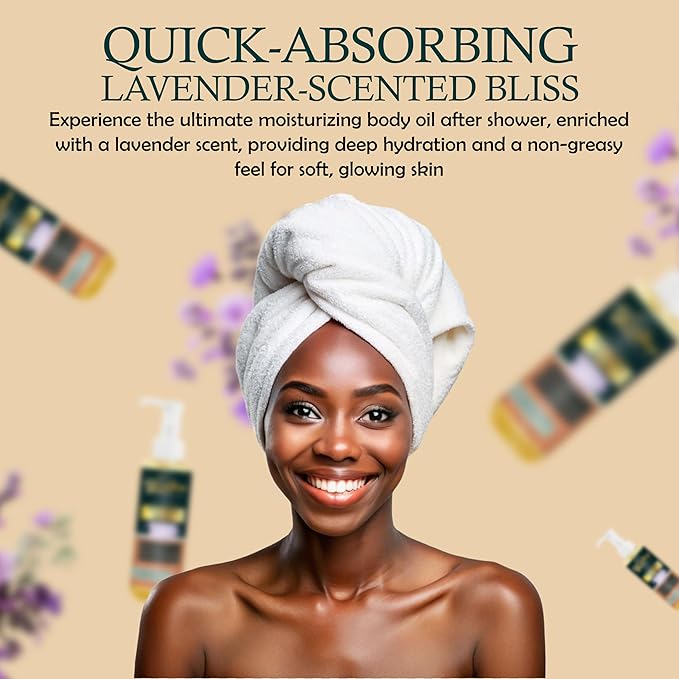 100% Almond Oil USDA Certified Organic Hydrating Body Oil After Shower Non-Greasy Moisturizing Oil For Women & Men Dry Skin 5.07 fl oz/150ml- Lavender Scent