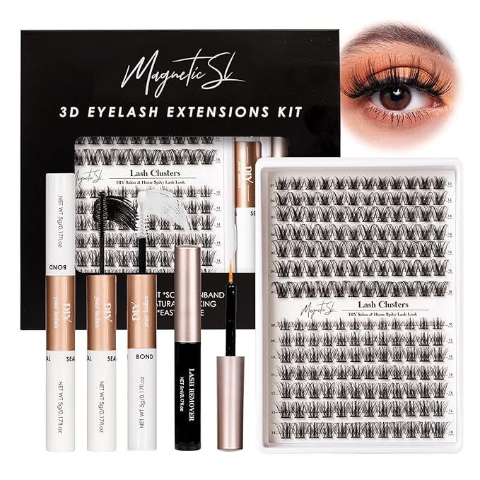 Lash Clusters 168pcs Manga Lash Extension Kit Curly 10-18mm Cluster Eyelash Extensions Natural Lash with Bond and Seal-M34+M35（Volume+Natural）