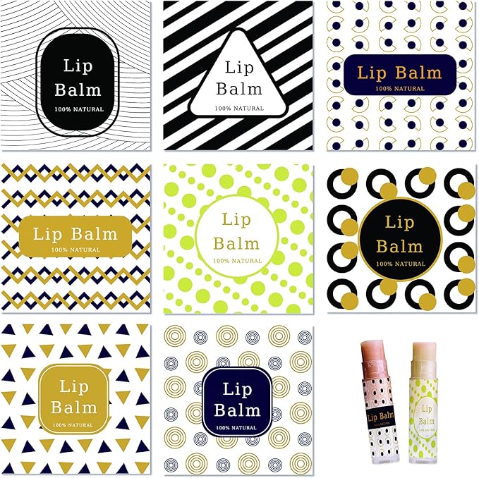 CRASPIRE Lip Balm Labels 80pcs Homemade Container（Geometry）