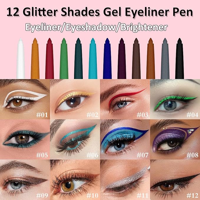 Navy Blue Eyeliner Waterproof Navy Blue Eyeliner Pencil Retractable blue eyeliner Smudge-proof Long Lasting Hypoallergenic (07# navy blue shimmer)