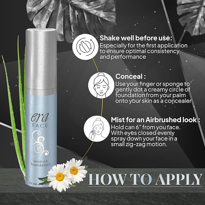 ERA Face spray makeup (Y1 Creamy Vanilla, 2.25 oz) - airbrush foundation, everyday, buildable, professional spray on cosmetics by Era Beauty