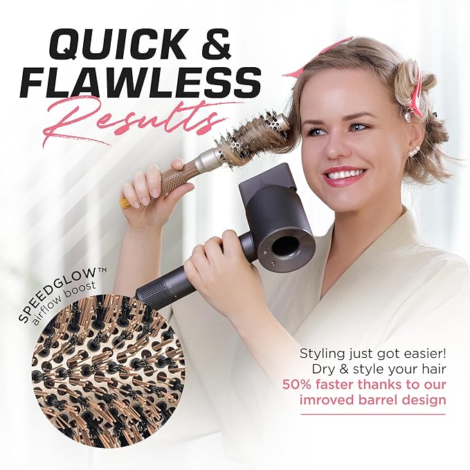 Fagaci Small Round Brush with Natural Boar Bristle for Blow Drying, Hair Styling, and Volume | Nano Technology Ceramic + Ionic for Healthy Hair