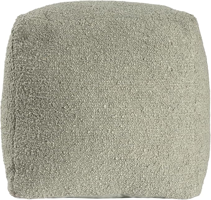 L. R. Resources, Inc. LR Home Handmade Contemporary Solid Boucle Indoor Medium Pouf Ottoman, Green | Cube for Living Room, Bedroom & Dorm Decor | 18 x 18 x 18 Stuffed Ottoman for Seating