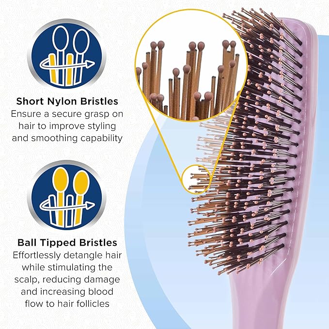 Giorgio Gentle Detangler Hair Brush for Men - Dual Length Bristles for Thick and Fine Hair, Scalp Massager, Travel-Friendly for All Hair Types & Textures, Wet or Dry Use