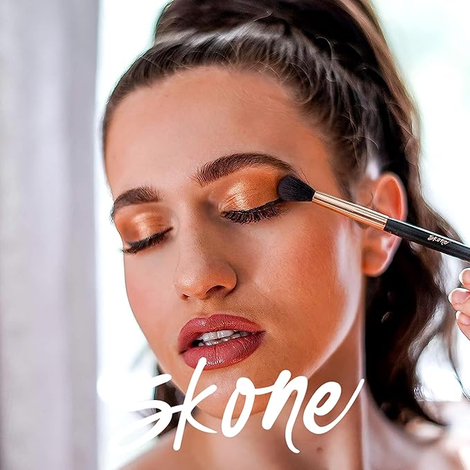 Skone Cosmetics Blending Eye Brush - Synthetic Eye Blending Brush - Professional Grade Nylon Blending Brush Used To Blend Eye Shadow Edges and Fine Lines - Blending Brush For Makeup Eyeshadow