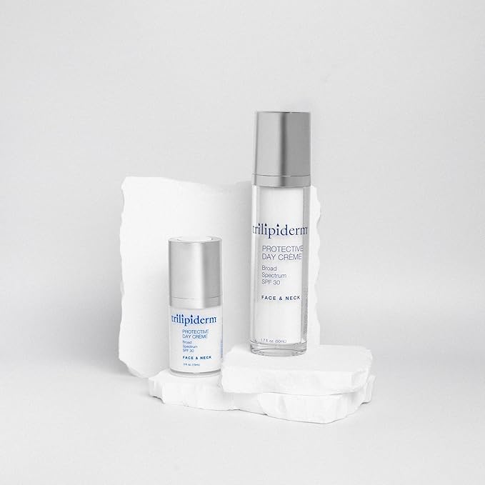 Trilipiderm Protective Day Crème, Broad Spectrum SPF 30 – Lightweight, Fast-Absorbing Moisturizing Sunscreen Protects while helps boost collagen and fight free radical damage