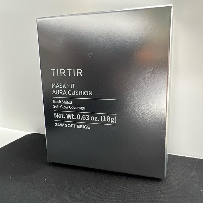 TIRTIR Mask Fit Aura Silver Cushion Foundation | Semi-glow Finish, Natural Coverage, Moisturizing, Lightweight, Korean cushion foundation (#24W Soft Beige, Full Size, 0.63 Fl Oz)