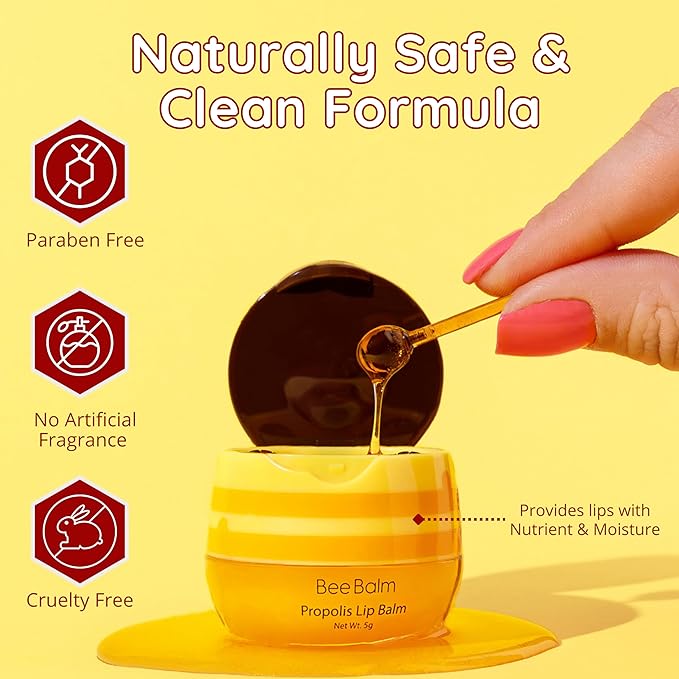 Original My Bee Balm Lip Balm - Propolis Hydrating Balm Honey Pot for Dry, Chapped & Cracked Lips with Propolis, Honey & Vitamin E - Soften, Smooth & Reduce Lip Lines (Pack of 2)