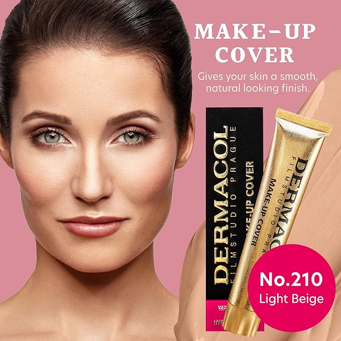 Dermacol - Full Coverage Liquid Matte Foundation, with SPF 30, Waterproof, for Oily Skin, Acne, & Under Eye Bags, Long-Lasting Makeup Products, 30g, Shade 210