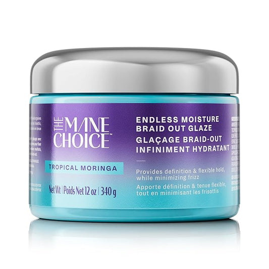 The Mane Choice Tropical Moringa Sweet Oil & Honey Endless Moisture Braid-Out Hair Glaze, Twist & Braid Cream Gel w/Flexible Hold for Hair Definition & Strength, Helps Reduce Frizz & Breakage, 12 Oz