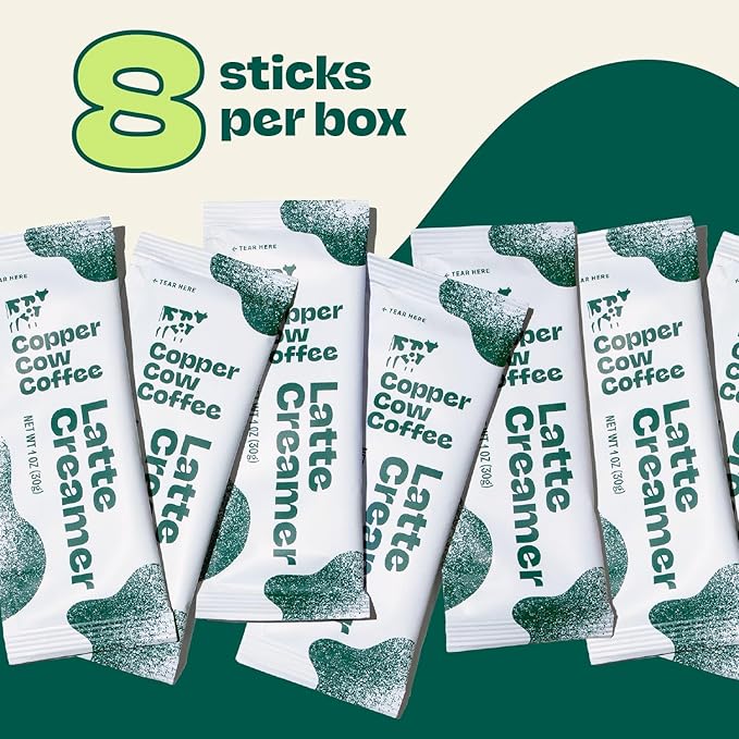 Copper Cow Coffee Sweetened Condensed Milk Coffee Creamer Singles (8 pack) | Vietnamese Inspired Coffee Creamer, All Natural Creamer Packets for Pour Overs & Lattes | No Refrigeration Needed