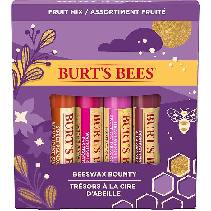 Burt's Bees, 4 Lip Balms, Beeswax Bounty Set, Pomegranate, Sweet Mandarin, Coconut And Pear & Watermelon