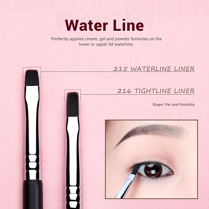 Jessup Eyeliner Brush Set, Professional Eye Liner Makeup Brushes 11pcs, Angled Flat Definer Ultra Fine Bent Pencil Point Eyeliner Brushes for Precision Liner, T324