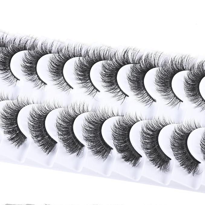 FARRED Cat Eye Lashes Short False Eyelashes Wispy Lashes Mink Fox Eye Lash Fluffy Eyelash Natural Look 10 Pairs Fake Lashes Pack Volume Lash Strips Pestañas